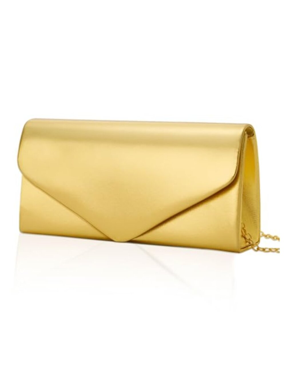 Faux Leather Envelope Clutch with Detachable Chain Strap Evening Bag